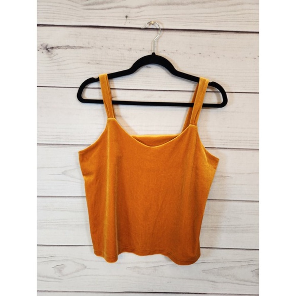 Old Navy Women's Mustard Orange Velour Solid Sleeveless Cami Tank Tops Size S